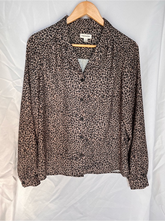 Frank & Oak Tops - Frank & Oak Brown Leopard Print Button-Up Blouse